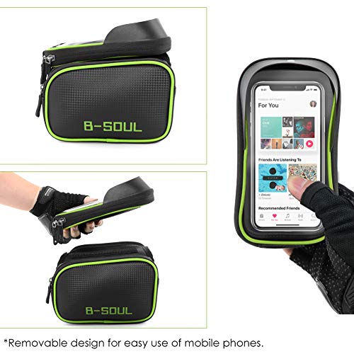 COFIT Bolsa de Manillar para Bicicleta, 3 en 1 Gran Capacidad Bolsa Cuadro Bicicleta con Pantalla Táctil Soporte Móvil para Telefono de Impermeable Bolsa Manillar (Verde)