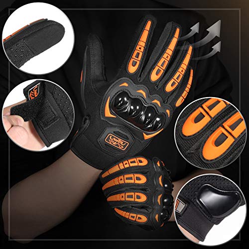 COFIT Guantes de Motos, Guantes de Pantalla Táctil Full Touch para Carreras de Motos, MTB, Escalada, Senderismo y Otros Deportes al Aire Libre - Naranja L