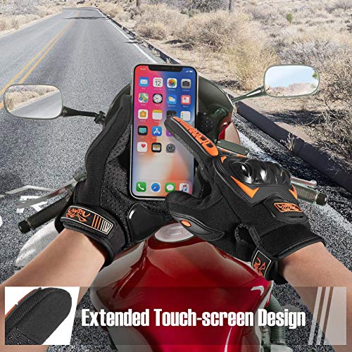 COFIT Guantes de Motos, Guantes de Pantalla Táctil Full Touch para Carreras de Motos, MTB, Escalada, Senderismo y Otros Deportes al Aire Libre - Naranja L