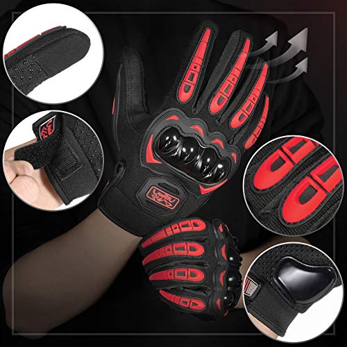 COFIT Guantes de Motos, Guantes de Pantalla Táctil Full Touch para Carreras de Motos, MTB, Escalada, Senderismo y Otros Deportes al Aire Libre - Rojo XL