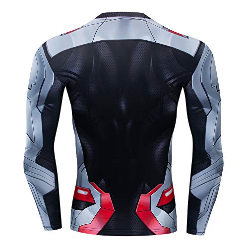 COJETER Camisetas Grises para Hombres Cuello Redondo Manga Larga Compresi¨®n Fitness Honeycomb Superh¨¦roes Camisas