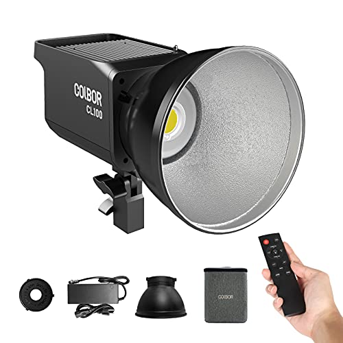 COLBOR CL100 Foco Estudio Vídeo de 100W 2700K~6500K Regulable, Luz Continua Led Fotografia Profesional CRI 97+ con Control Remoto y Montura Bowens, Foco-Antorcha-Iluminación-Vídeo-Fotográfico