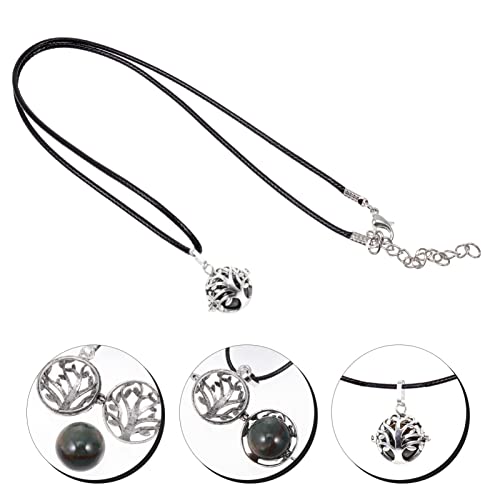 Collar Colgante de La Vida del Árbol de Cristal: Árbol de Vida Orbe Charms Jewelry Piedra Natural Colgante Aromaterapia Locket para Mujeres Hombres Oscuro Verde