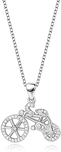 Collar Mujer Collar Hombre Collar Colgante Cadena de plata Mujer Dibujos animados Creativo Bicicleta de carretera Incrustaciones de circón Collares Joyería exquisita Pendientes Regalos para esposa Mam
