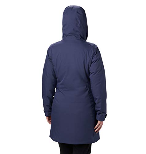 Columbia Autumn Rise, Chaqueta impermeable de longitud media, Mujer, Azul (Collegiate Navy), Talla S