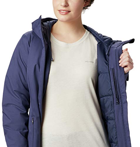 Columbia Autumn Rise, Chaqueta impermeable de longitud media, Mujer, Azul (Collegiate Navy), Talla S