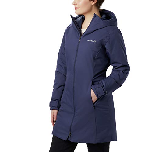 Columbia Autumn Rise, Chaqueta impermeable de longitud media, Mujer, Azul (Collegiate Navy), Talla S