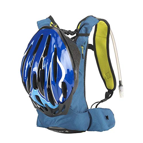 COLUMBUS Mochila Biker 4 para Ciclismo BTT o Senderismo con Bolsa de Hidratación Incluida. Mochila Impermeable Ligera, Transpirable y Cómoda para Caminar o IR en Bicicleta. Color Azul.