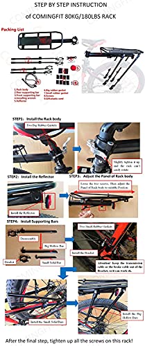 COMINGFIT® Capacidad de 80 kg, portabicicletas Ajustable Portaequipajes-Estante Súper Fuerte Mejora Estante para Bicicletas 4-Strong-Leg Bicycle Carrier