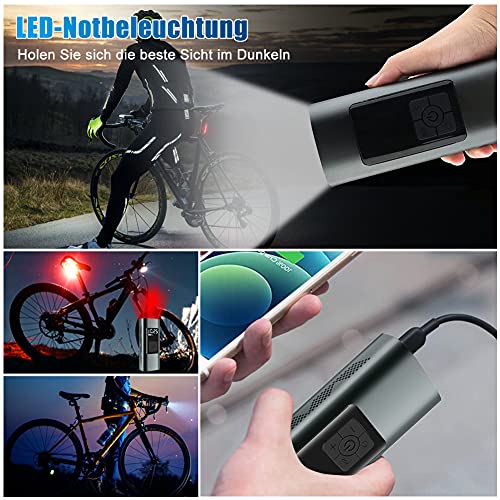 Compresores de Aire portátile, Inflador Ruedas Coche con Batería Recargable de 6000 mAh, Mini Bomba de Bicicleta electrica de 150 PSI con luz LED, para Neumáticos de Bicicleta, Motocicletas, Pelotas