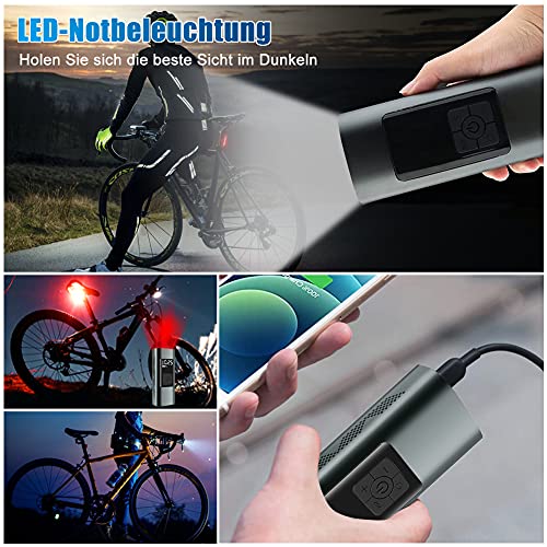 Compresores de Aire portátile, Inflador Ruedas Coche con Batería Recargable de 6000 mAh, Mini Bomba de Bicicleta electrica de 150 PSI con luz LED, para Neumáticos de Bicicleta, Motocicletas, Pelotas