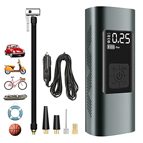 Compresores de Aire portátile, Inflador Ruedas Coche con Batería Recargable de 6000 mAh, Mini Bomba de Bicicleta electrica de 150 PSI con luz LED, para Neumáticos de Bicicleta, Motocicletas, Pelotas