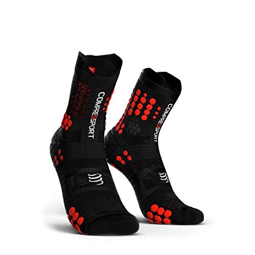 COMPRESSPORT Pro Racing Socks v3.0 Trail Calcetines para Correr, Unisex-Adult, Negro/Rojo, T2 (39-41 EU)