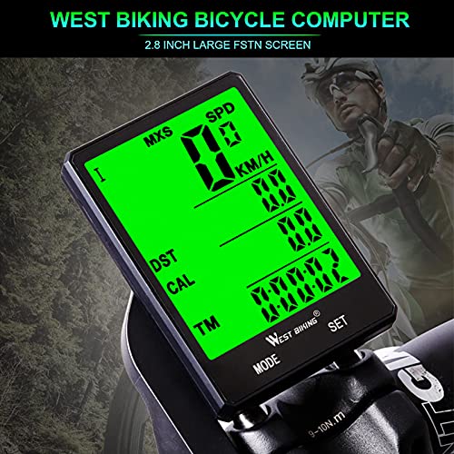 Computadora para Bicicleta | Cuentakilómetros para Bicicleta Inalámbricas Velocímetro de Bicicleta | Impermeable IPX6 | Pantalla LCD de 2.8" | Ciclocomputador inteligente Universal de 21 Funciones