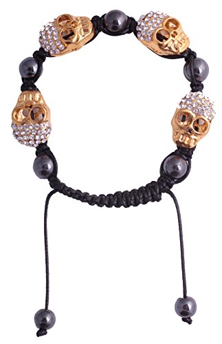 Con bolas engastadas pulsera Hombre Mujer surfista de calaveras oro SH56