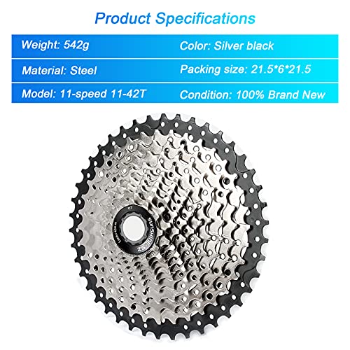 ConBlom Cassette de 11 velocidades, 11 – 42T, rueda libre de metal, rueda libre Shimano Deore MTB S-R-A-M, accesorios de repuesto