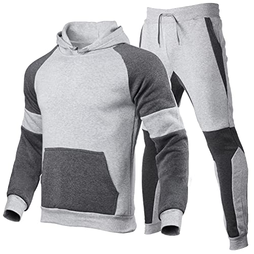 Conjunto 2 Piezas Empalme Conjunto Ropa Deportiva Hombre Outdoor Montañismo Aptitud Física Sudadera Capucha/Pantalones Hombre Moda Clásico Casual Conjunto Hombre con Bolsillos