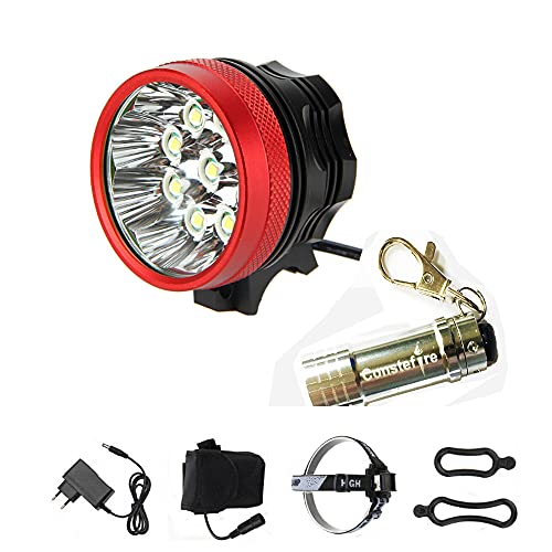 Constefire LED LUZ Linterna LáMPARA Torch Cree 7X LED de Bicicleta/Bici lámpara Luz LED Frontal luz de la Bicicleta Bicicletas (7 led, 3 Modos) con 6x16850 batería y Cargador