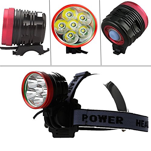 Constefire LED LUZ Linterna LáMPARA Torch Cree 7X LED de Bicicleta/Bici lámpara Luz LED Frontal luz de la Bicicleta Bicicletas (7 led, 3 Modos) con 6x16850 batería y Cargador