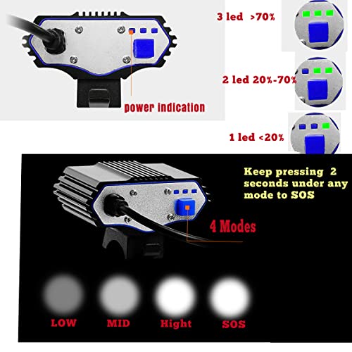 ConstefireFire Linterna LáMPARA para Bicicletas Bici CREE XM-L U2 - Luz LED Frontal para Manillar de Bicicleta (3 focos, 6000 Lumens, 4 Modos) & 1 x Luz Luces Lámpara Trasera para Bici Bicicleta