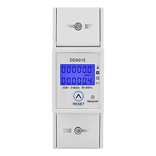 Contador Energia 5-80A DDS015Contador Electrico Monofasico Digital Medidor de Energía Monofásico Medidor de Vatios Montaje en Riel DIN