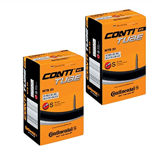 CONTINENTAL Camara MTB 29'' x 1.75-2.50, válvula Presta (Fina), 42 mm (Pack 2 Unidades), Unisex Adulto, Negro, [47-622->62-622]