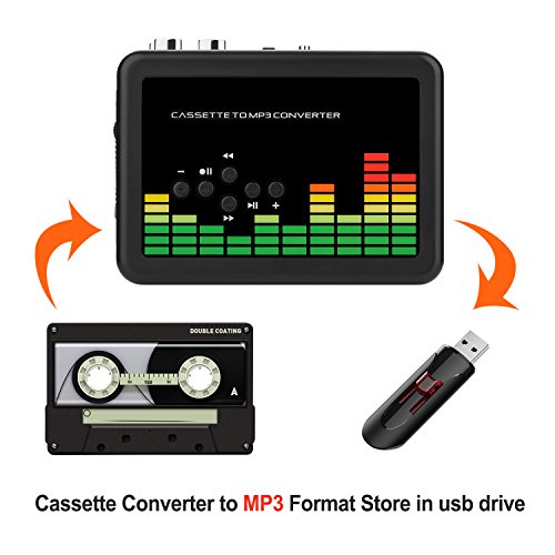 Convertidor USB Cinta Audio Cassette a MP3 Reproductor Conversor Cassette de Música, Reproductor de Cinta de Audio Portátil Retro Inverso Automático Walkman con Auriculares, no Necesita PC