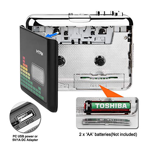 Convertidor USB Cinta Audio Cassette a MP3 Reproductor Conversor Cassette de Música, Reproductor de Cinta de Audio Portátil Retro Inverso Automático Walkman con Auriculares, no Necesita PC