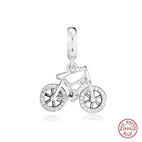 COOLTASTE Abalorio colgante de bicicleta de primavera brillante de 2019, plata 925, compatible con pulseras Pandora originales