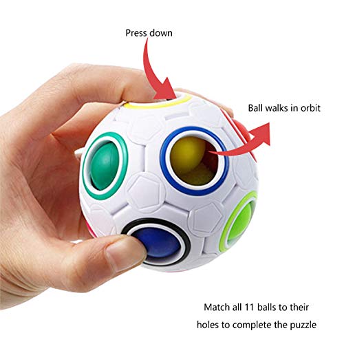 Coolzon Magic Rainbow Ball 3D Puzzle Cube, Bola mágica del Arco Iris Regalo de Juguete Educativo para Niños, Blanco