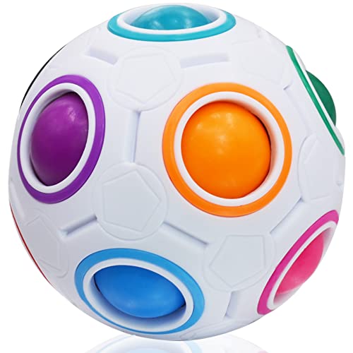 Coolzon Magic Rainbow Ball 3D Puzzle Cube, Bola mágica del Arco Iris Regalo de Juguete Educativo para Niños, Blanco