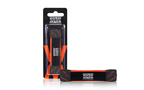 Cordones Planos para Zapatos y Botas de Trabajo y Calzado de Seguridad, Tejido Resistente, Hechos en Europa por Worker Walker Laces Pro, 1 par (9176 - negro con marrón / 90 cm - 35 pulgada)