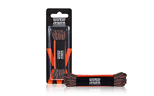 Cordones Redondos de Zapatos y Botas de Trabajo y Calzado de Seguridad, Tejido Resistente, Hechos en Europa por Worker Walker Laces Pro, 1 par (9176 - negro con marrón / 90 cm - 35 pulgada)