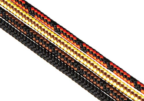 Cordones Redondos de Zapatos y Botas de Trabajo y Calzado de Seguridad, Tejido Resistente, Hechos en Europa por Worker Walker Laces Pro, 1 par (9176 - negro con marrón / 90 cm - 35 pulgada)