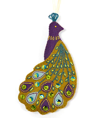 Corinne Lapierre Fieltro Pretty pavo real bordado Kit de manualidades, multicolor, talla única