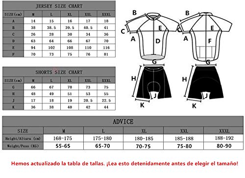 Cornasee Ropa Ciclismo Verano para Hombre Ciclismo Maillot y Culotte Pantalones Cortos (Amarillo,M)