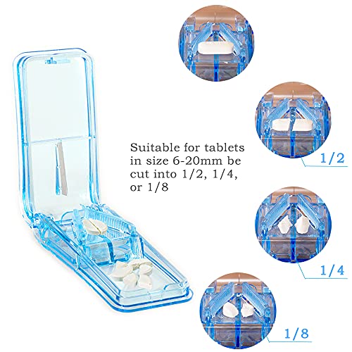 Cortador de Pastillas, Partidor de Pastillas con Cuchilla y Compartimiento de Almacenamiento, Divisor de Pastillas para Píldoras Pequeñas o Grandes