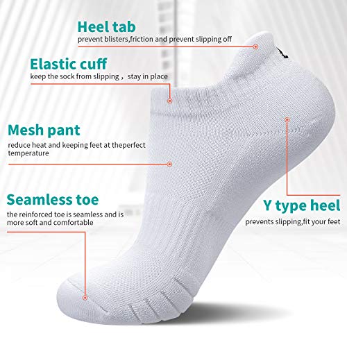 coskefy calcetines hombre mujeres calcetines acolchados para correr negro blanco gris algodón calcetines deportivos transpirables (6 pares / 3 pares)