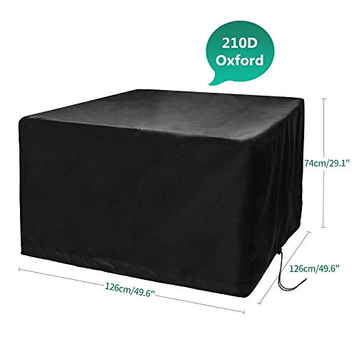 CosyInSofa Funda para Muebles de Jardín, Copertura Impermeable para Mesas Rectangular, Funda Protectora Anti-UV para Patio Muebles Sillas Sofás Mesas Cubierta de Exterior Oxford (126x126x74cm)