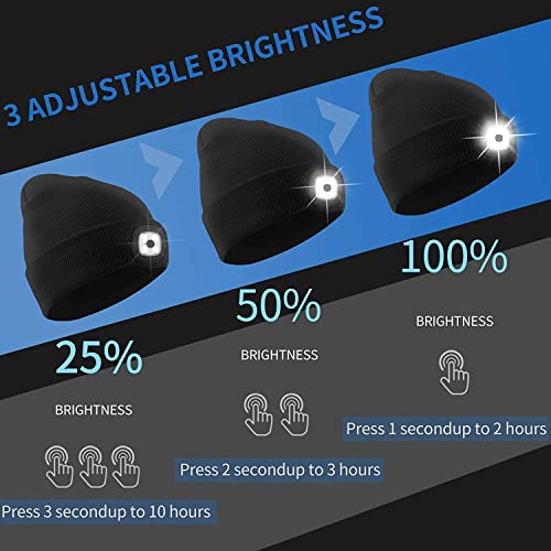 COTOP Gorro de Punto con luz, Unisex 4 LED cálido Gorro de Invierno Gorro con Manos Libres Iluminado Regalo Original para Amigos Hombres y Mujeres para Caminar de Noche, Acampar, Andar en Bicicleta