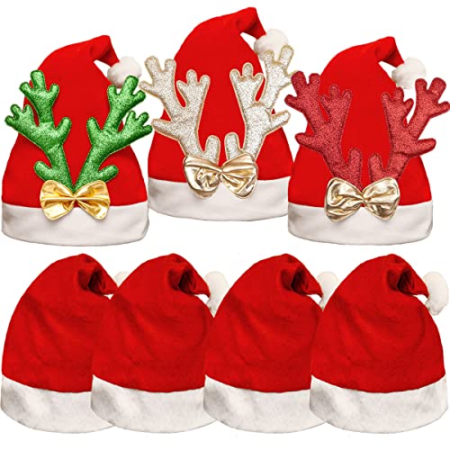 Counius 7 piezas Sombrero de Navidad Antlers Gorro Felpa Papá Noel Decoración Fiesta Navidad Niños Adultos Traje Festivo Accesorios Monigote Nieve Gorra Año Elk Nuevo Sombrero