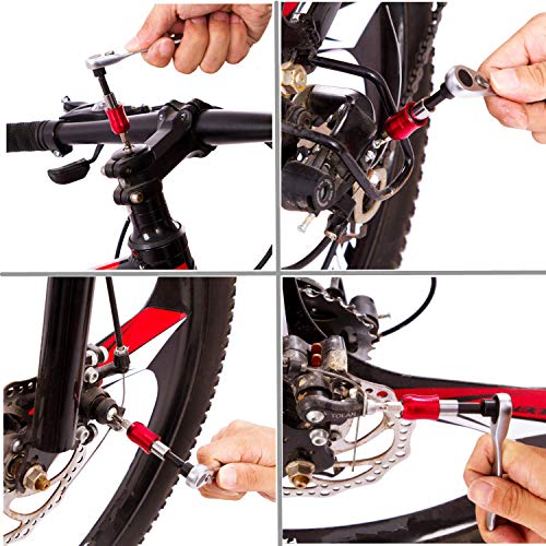COZYROOMY Kit herramientas reparación bicicletas - Caja herramientas bicicletas con trinquete accionamiento reversible, herramienta cadena, herramienta neumáticos bicicleta, llave pedal, etc.