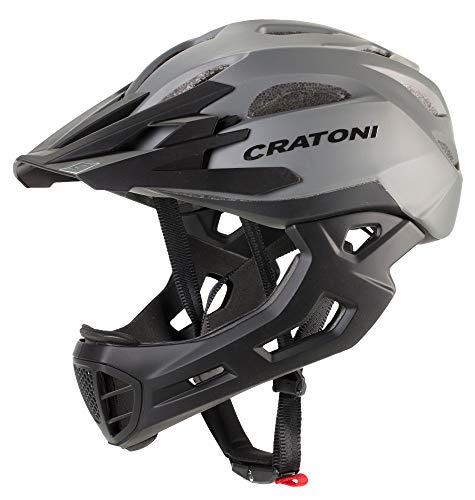 Cratoni C-Maniac Casco de Ciclismo Fullfacehhelm BMX Freeride Downhill (Stone, S-M (52-56 cm))