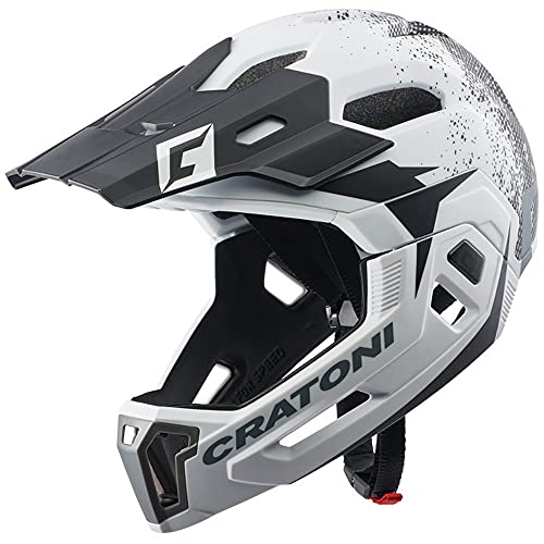 Cratoni Casco de ciclismo unisex para adultos, C-Maniac, color blanco y negro, M/L (54-58 cm)