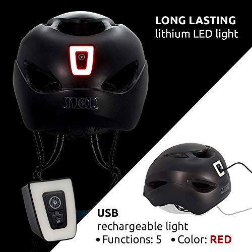 Crazy Safety Casco de Bici para Hombres, Mujeres, niños y niñas | Casco de Bicicleta con luz LED Recargable por USB integrada | Correas Reflectantes para Mayor Seguridad | Casco de Bici Urbana Ligero