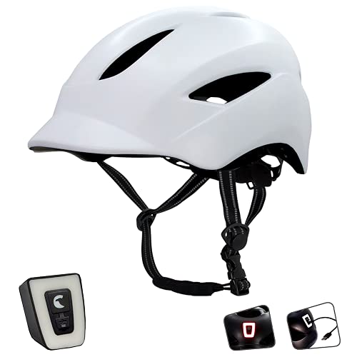 Crazy Safety Casco de Bici para Hombres, Mujeres, niños y niñas | Casco de Bicicleta con luz LED Recargable por USB integrada | Correas Reflectantes para Mayor Seguridad | Casco de Bici Urbana Ligero