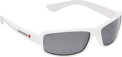 Cressi Ninja Sunglasses Gafas Polarizadas para Deportes con una Protección 100% UV, Adultos unisex, Blanco-Lentes Ahumadas, Un Tamaño