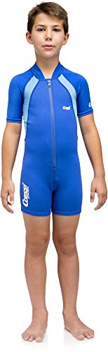 Cressi Shorty Kid Monoshort Infantil en Neopreno de 1.5/2mm de Mangas Cortas, Unisex niños, Azul/Azul Claro, L (4 Años)