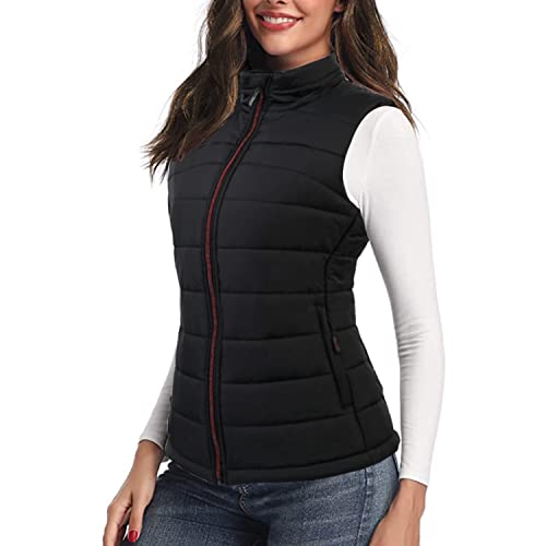 CRRXIN Chaleco calefactor para mujer, 7,4 V, recargable, chaleco calefactable, chaqueta eléctrica para invierno, esquí, senderismo, caza, pesca, camping (negro, L)