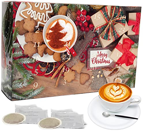 C&T Coffee Calendario de Adviento "Bio/Fair" (vainas de café) 2021 con 24 cafés orgánicos, raros y de comercio justo de todo el mundo más una sorpresa gratis en el calendario | Calendario de Navidad